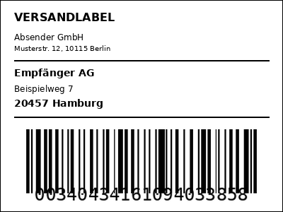 ZPL Versandlabel Vorschau